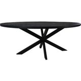 Ovale eettafel Melbourne - 180x100x76-  Zwart - Mangohout/ijzer