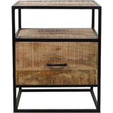 HSM Collection Nachtkastje 45x35x55cm Bruin/Zwart Mangohout/Metaal