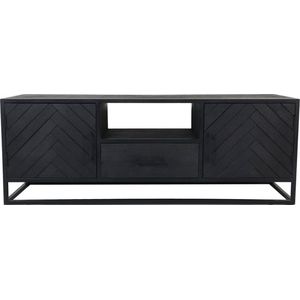 HSM Collection - TV meubel Verona 180x40x55cm - Zwart Mangohout/Metaal