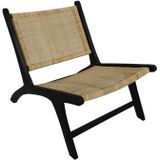 Loungestoel - 67x81x71 - Zwart/Naturel - Teak/rotan