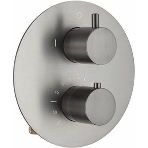 Saniclear Iron ronde thermostatische inbouw douchekraan verouderd ijzer