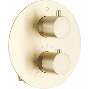 Saniclear Brass ronde thermostatische inbouw douchekraan geborsteld messing