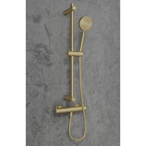 Saniclear Brass doucheset met thermostatische kraan geborsteld messing