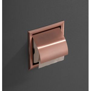 Saniclear Copper inbouw toiletrolhouder met klep geborsteld koper