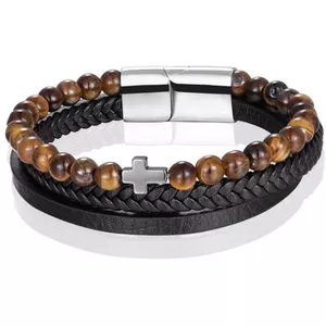 Mens Womens multi-Strand gevlochten lederen katoenen band armband met uil en kralen bedels, Length 17-25CM, Leer, Geen edelsteen Mens Womens multi-Strand gevlochten lederen katoenen band armband met uil en kralen bedels, Length 17-25CM, Leer, Geen edelsteen