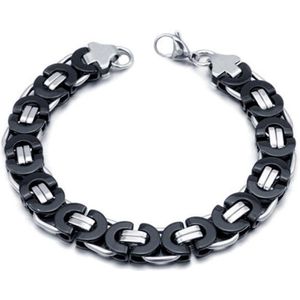Stalen heren armband Mendes Koningsschakel Zwart - 23cm