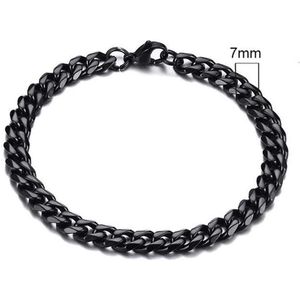 Stalen heren armband LGT JWLS Gourmet schakel Zwart 7mm-21cm