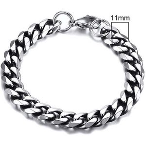 Stalen heren armband LGT JWLS Gourmette schakel Vintage 11mm-21cm