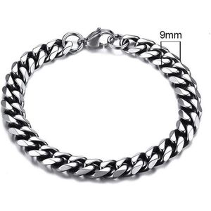 Stalen heren armband LGT JWLS Gourmette schakel Vintage 9mm-18cm