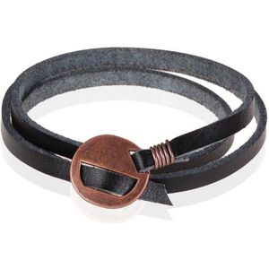 Leren Wikkelarmband LGT Jewels Verstelbaar Zwart