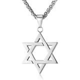 Mendes - David Ster Heren Ketting - Zilverkleurig - Edelstaal