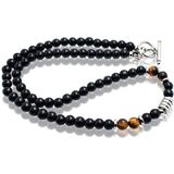 Memphis Kralen Ketting Onyx Zwart Bruin - 45cm 45cm