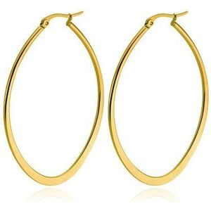 Cilla Jewels - Ovale Oorbellen - Goudkleurig - Edelstaal - 50mm