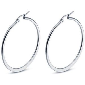 Cilla Jewels - Hoop Oorringen - Zilverkleurig - Edelstaal - 30mm