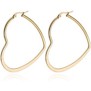 Cilla Jewels Dames oorringen Edelstaal Goudkleurig hartje-50mm