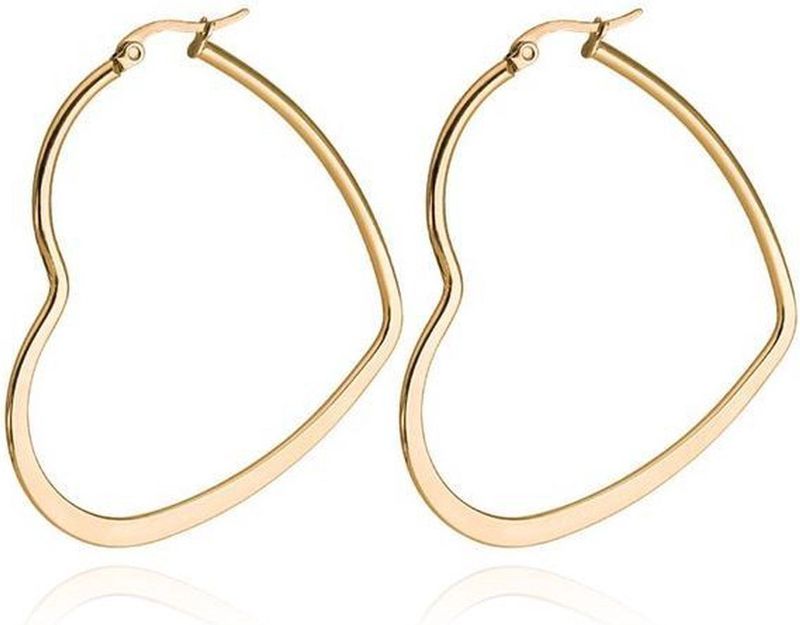Cilla Jewels Dames oorringen Edelstaal Goudkleurig hartje-50mm