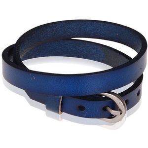 Stone Valley - Wrap Armband - Blauw - Leer - Verstelbare Gesp