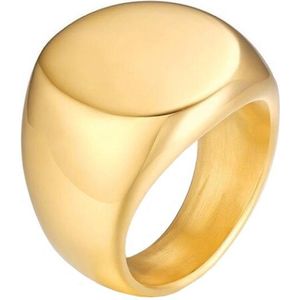 Stalen heren ring Mendes Ronde Zegel Goudkleurig-21.5mm