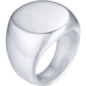Stalen heren ring Mendes Ronde Zegel Zilverkleurig-19mm