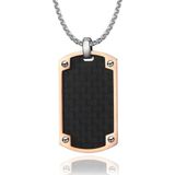 Tom Jaxon - Dogtag Hanger - Roségoud Verguld Edelstaal - Carbon Inlay - 32 x 19mm