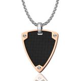 Tom Jaxon - Driehoek Dogtag - Roze Goud Verguld Edelstaal - Carbon Inlay - 32 x 19mm