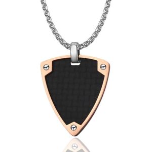 Tom Jaxon Dogtag Driehoek kettinghanger Edelstaal Carbon Rosegoudkleurig Zwart
