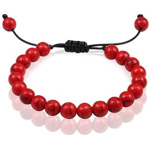 Verstelbare kralen armband Memphis Rood Natuursteen 8mm