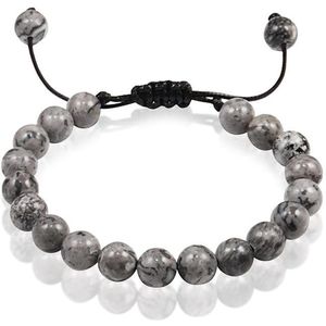 Verstelbare kralen armband Memphis Grijs Natuursteen 8mm