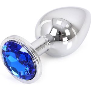 Perfect Lover - Buttplug Aluminium - Blauw Sierkristal - Maat L