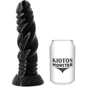 Kiotos Monstar - Hyra - Geribbelde Dildo - 21 x 4.8 cm - Zwart