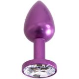 Paarse Aluminium Buttplug met wit Sierkristal