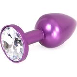 Paarse Aluminium Buttplug met wit Sierkristal