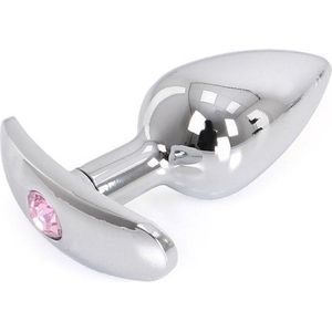 Kiotos Steel - Aluminium buttplug Met Handvat En Sierkristal - Roze