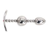 Kiotos Steel Anaal Plug met Twee Ronde Ballen en Rood Siersteentje.