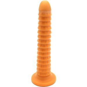 Gold Play - Soft Liquid Siliconen Anaal Dildo Ribbed - Goud