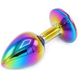 O-products Rainbow Buttplug Aluminium met Siersteen Small