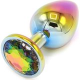 O-products Rainbow Buttplug Aluminium met Siersteen Medium