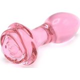 Kiotos Glass Glazen Buttplug met Roos - roze