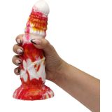 Kiotos Monstar - Dildo Beast 4 - 21 x 6.5 cm - Tie Dye Oranje/Wit/Rood