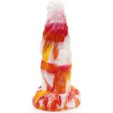 Kiotos Monstar Dildo Beast 8 - 20.5 x 6.5 cm - tie dye oranje/wit/rood