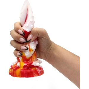 Kiotos Monstar - Dildo Beast OCTOPUS- 18 X 5 cm - Tie Dye Oranje/Wit/Rood