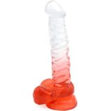 Kiotos Cox Color - Gekleurde Dildo 04 - 22,5 x 4 cm - Transparant/Rood