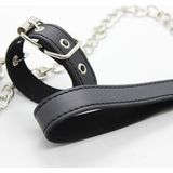 Leren penis/bal strap met leiband