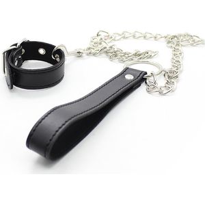 Leren penis/bal strap met leiband