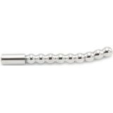 Kiotos Steel Geribbelde Penisplug met lichte kromming en Swarovski kristal - diameter 8 mm