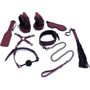 Luxe Bondageset met opbergtas - bordeaux rood / zwart