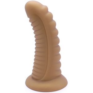 Kiotos Ribbed Penis XL Shinny Flesh Suction Dildo - Amazing Shinny Gold/Flesh Silicone - 8 cm diameter x 30 cm lang