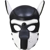 Neoprene Puppy Dog - HondenMasker - BDSM Hood - Maat L - Zwart/Wit