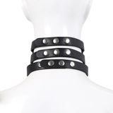 Kiotos Leather - Triple O-Ring Collar - PU Leer - Omvang 29-38 Mm