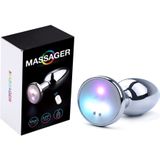 Vibrerende Buttplug met LED Lampjes In 3 Kleuren - Aluminium